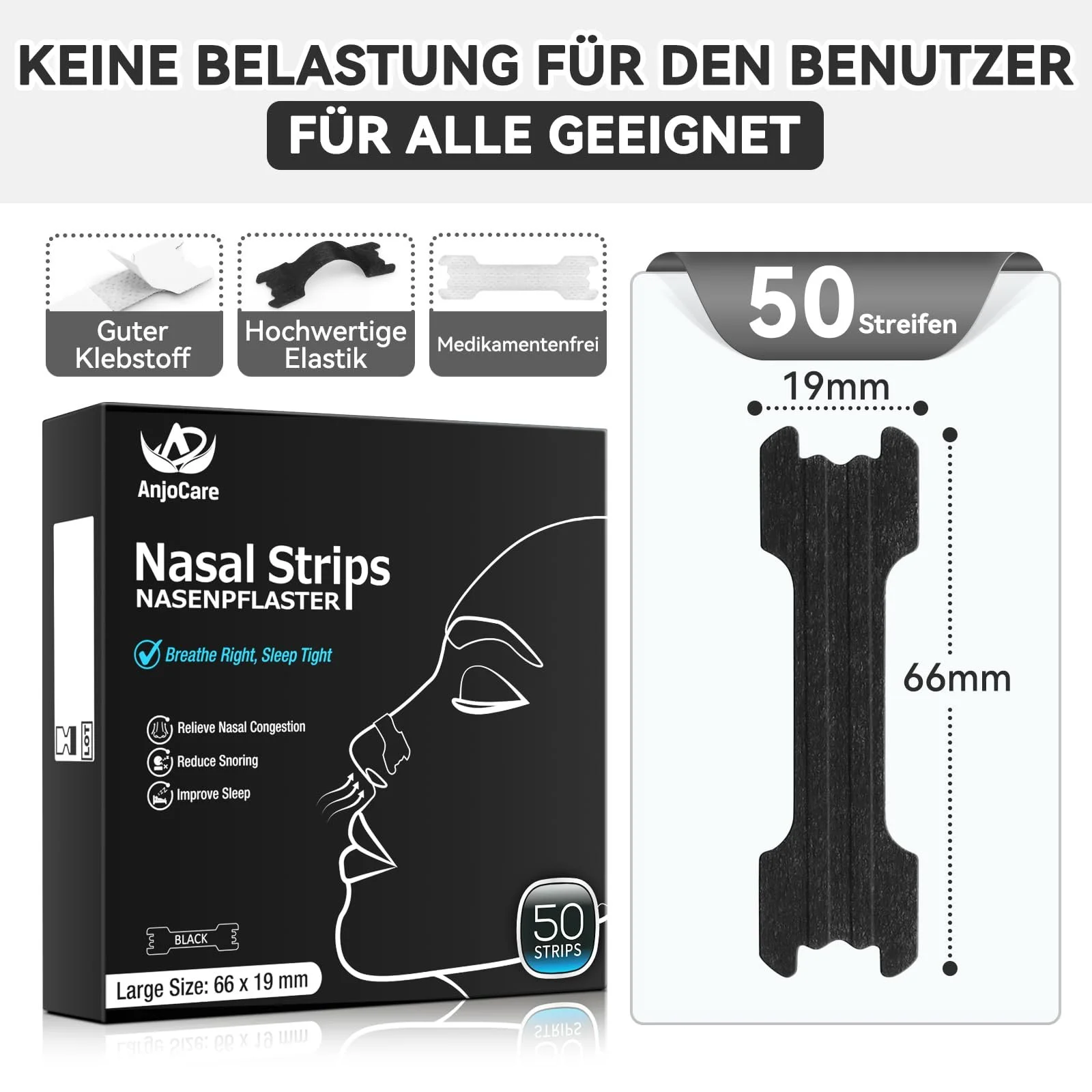 Пластирі на ніс 50 шт., Надміцні смужки для носа проти хропіння та для полегшення закладеності носа, фото №3