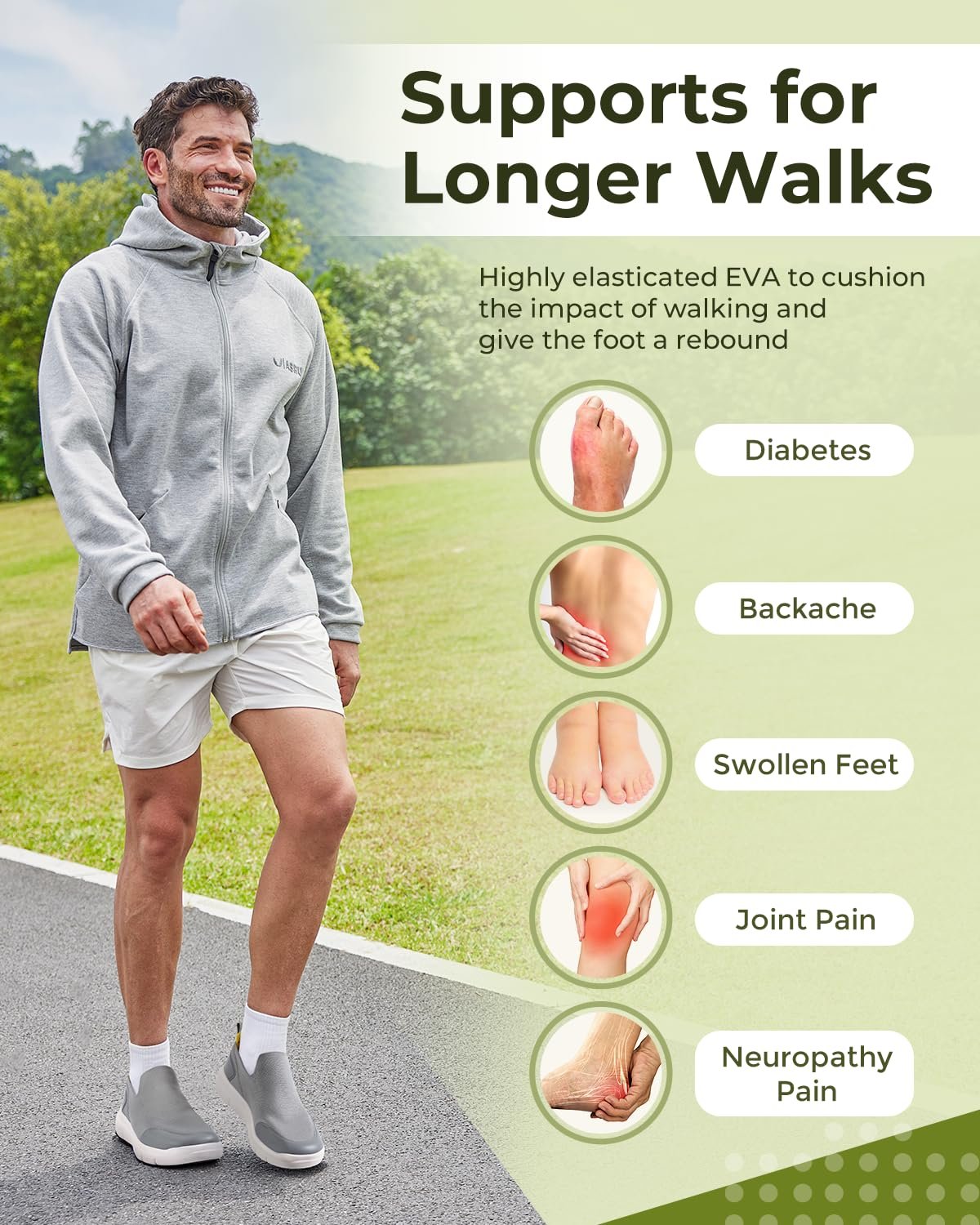 Кросівки FitVille Без застібок Дуже широкі Легкі Дихаючі Для ходьби, фото №4