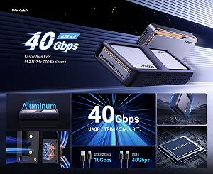 Зовнішня кишеня UGREEN CM642 40Gbps M.2 NVMe SSD to USB4, Thunderbolt 4 Grey  (15976) synthetic.ua - Фото 1