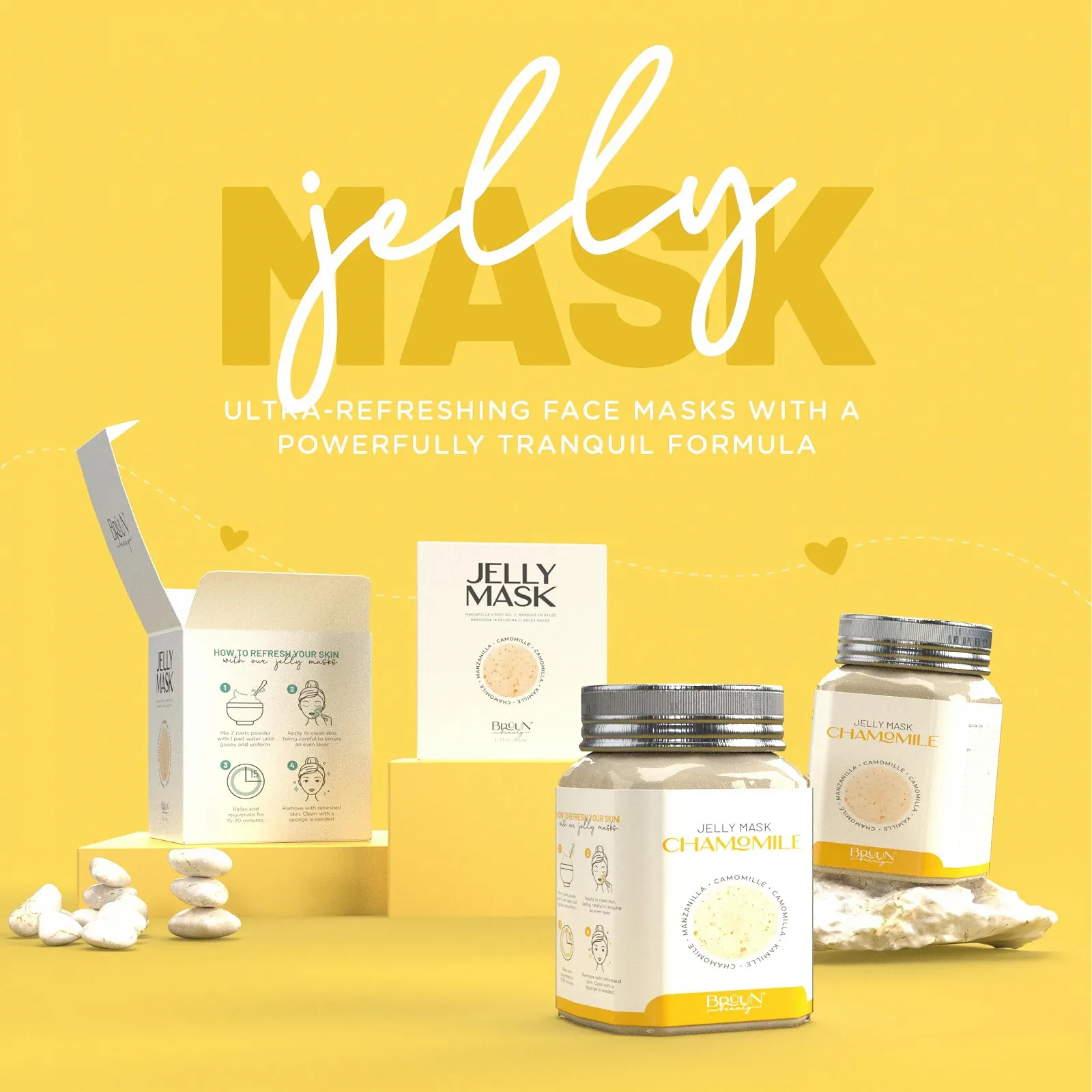 Маска для лица BRÜUN Peel-Off Chamomile Jelly Mask - 680 мл Банка резиновой маски для 30-35 процедур - Увлажняющая гелевая маска для ухода за кожей для мужчин, женщин и взрослых, фото №2