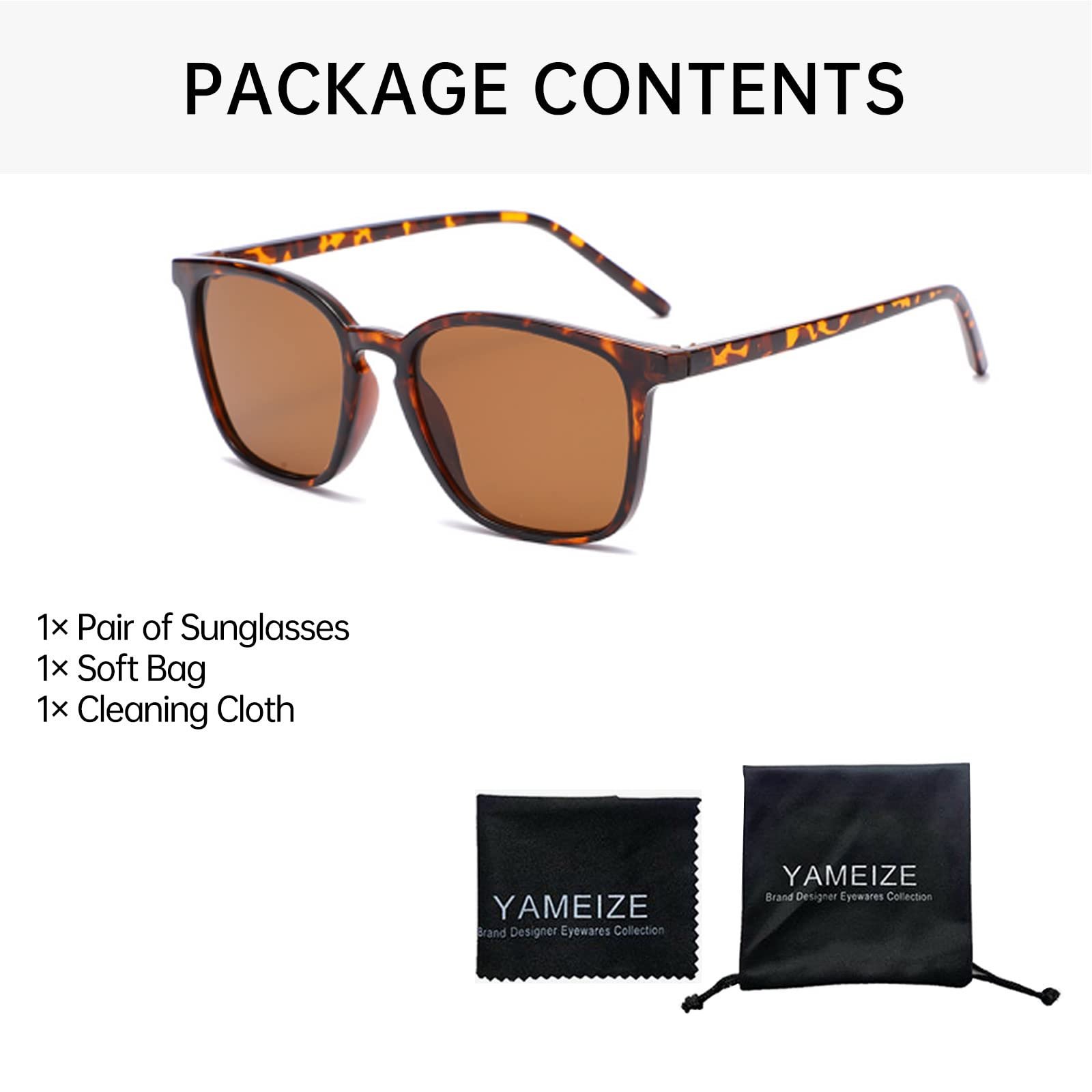 Солнцезащитные очки Квадратные винтажные YAMEIZE Классические Y2k с UV400 защитой Прямоугольная оправа, фото №5