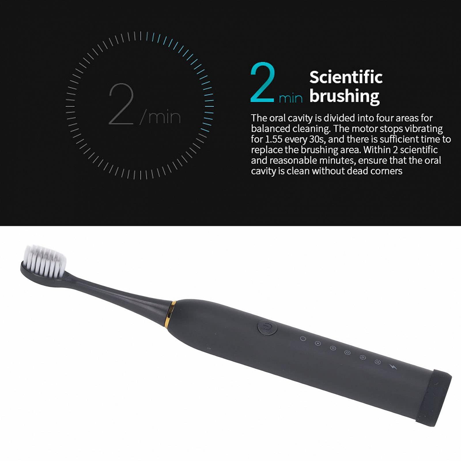 Електрична зубна щітка Fafeicy 6 режимів IPX7 Black, фото №4