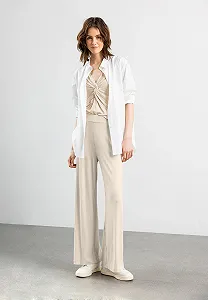 Женские брюки Les Lunes The Michelle Rib Pants Oat Milk - L synthetic.ua - Фото 1