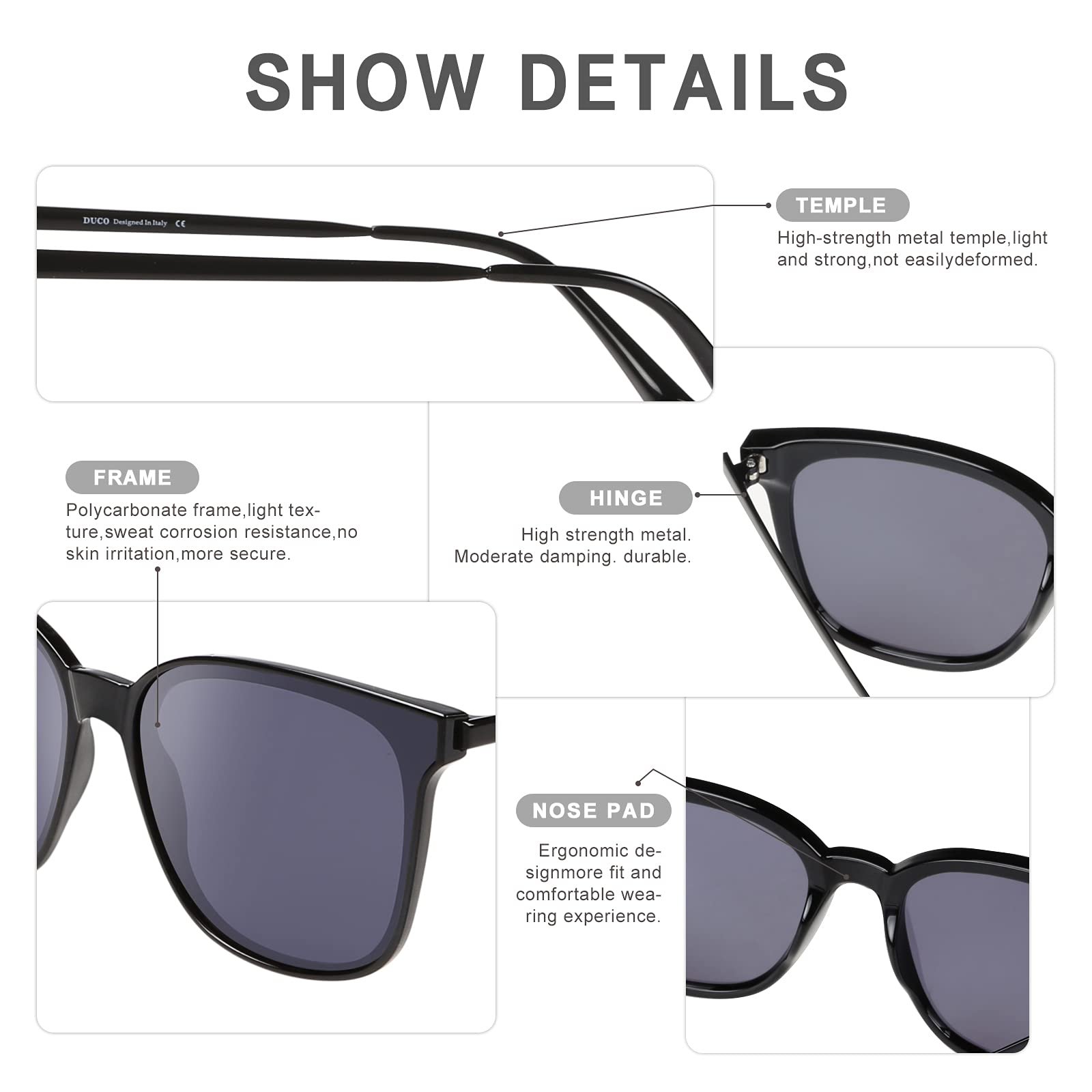 Сонцезахисні окуляри DUCO Жіночі Поляризовані W016 Кругла металева оправа, фото №3