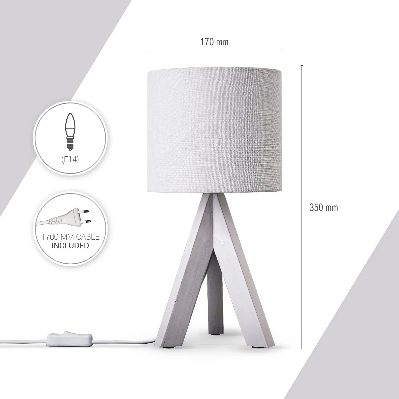 Настільна лампа Paco Home E14 Тканинний абажур Дерево Сталь Бамбук, фото №3