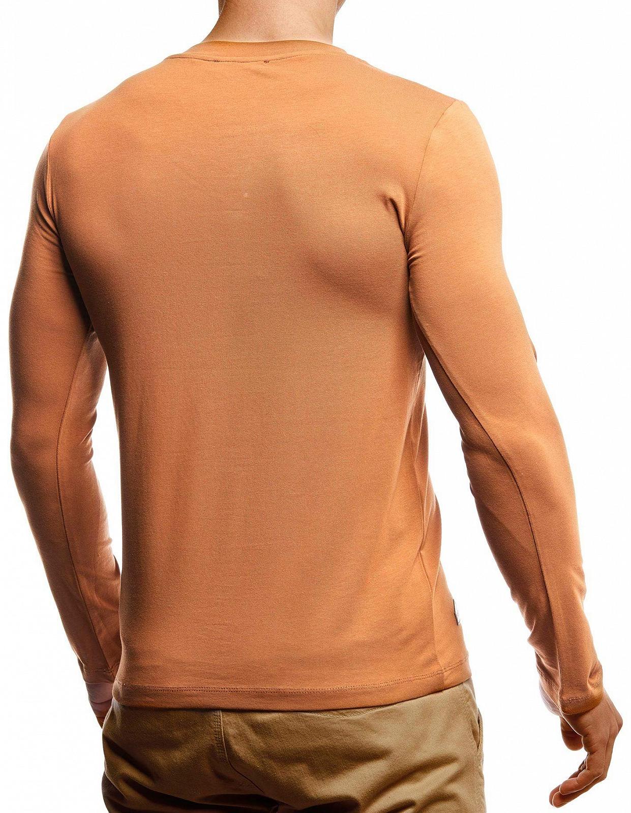 Футболка з довгим рукавом Leif Nelson Slim Fit V-подібний виріз, бавовна, білий, фото №3