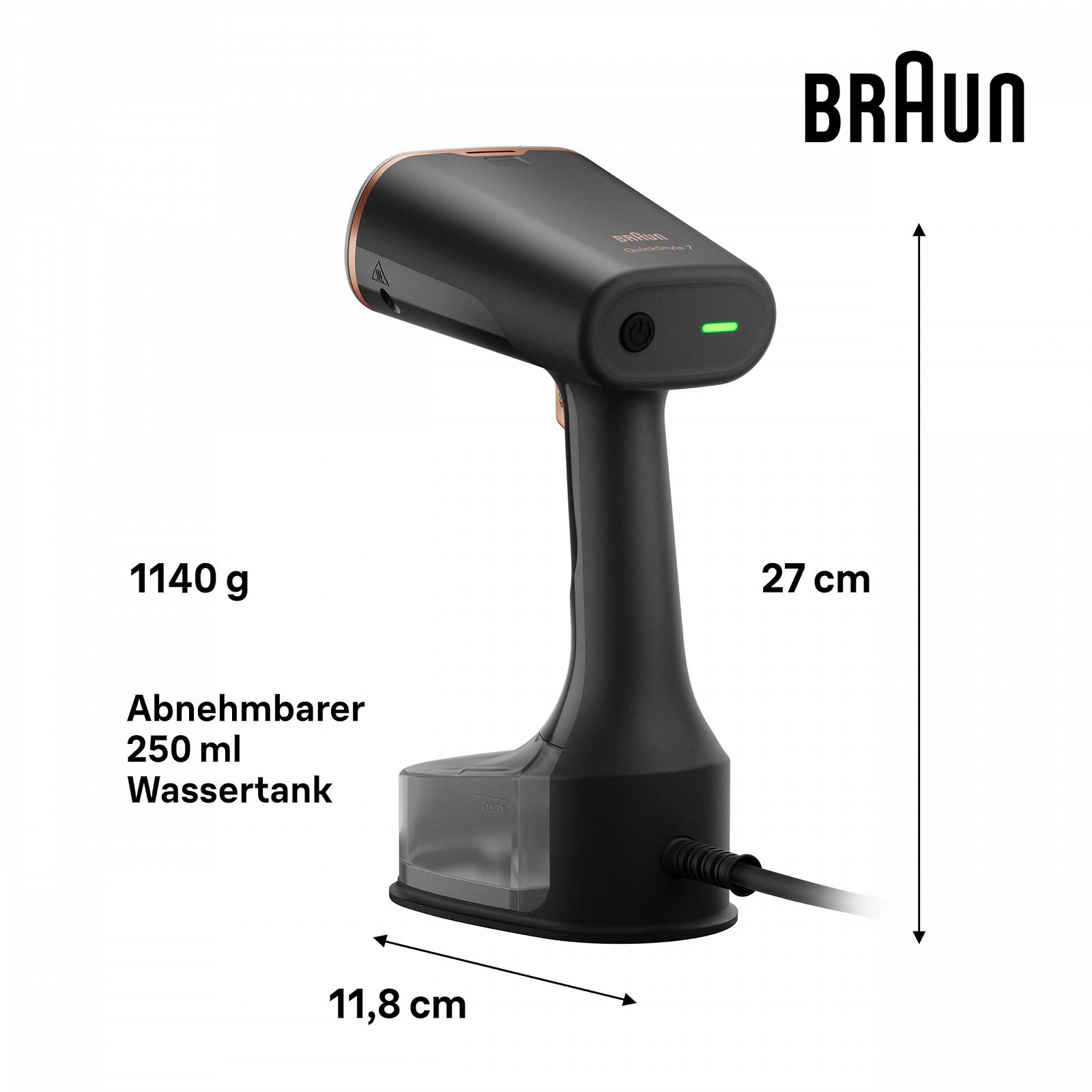 Вертикальний відпарювач Braun QuickStyle 7 GS7077BK 1600 Вт 35 г/хв 250 мл, фото №4 Вертикальний відпарювач Braun QuickStyle 7 GS7077BK 1600 Вт 35 г/хв 250 мл, фото №4