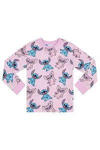 Піжама Disney Lilo and Stitch для дівчат рожева Stitch Angel довга флісова synthetic.ua - Фото 1