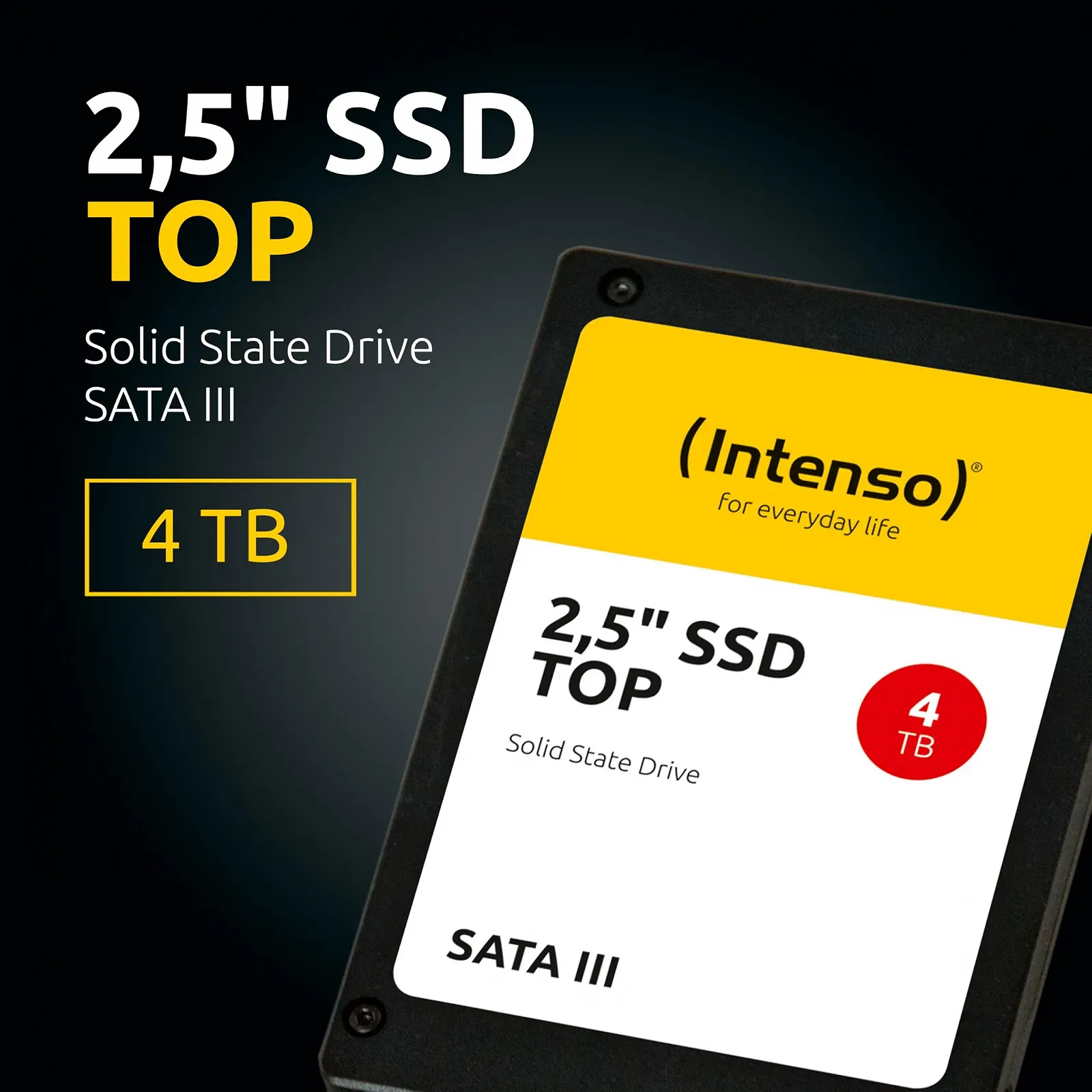 Внутрішній SSD накопичувач Intenso Top 4ТБ 2.5" SATA III 550МБ/с Чорний, фото №2 Внутрішній SSD накопичувач Intenso Top 4ТБ 2.5" SATA III 550МБ/с Чорний, фото №2