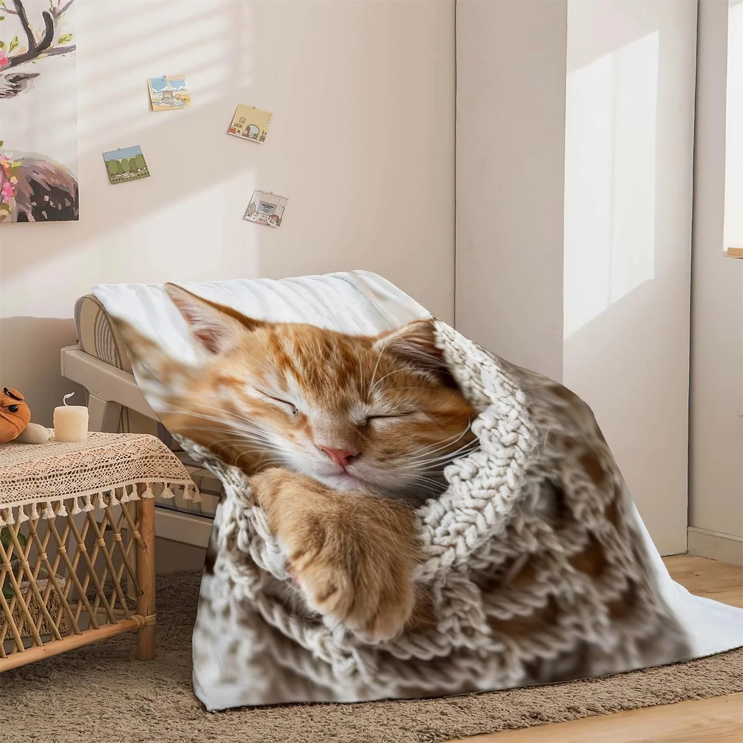 Флісова Покривало Тварини Сплячий кіт 130x150 см, фото №4 Флісова Покривало Тварини Сплячий кіт 130x150 см, фото №4