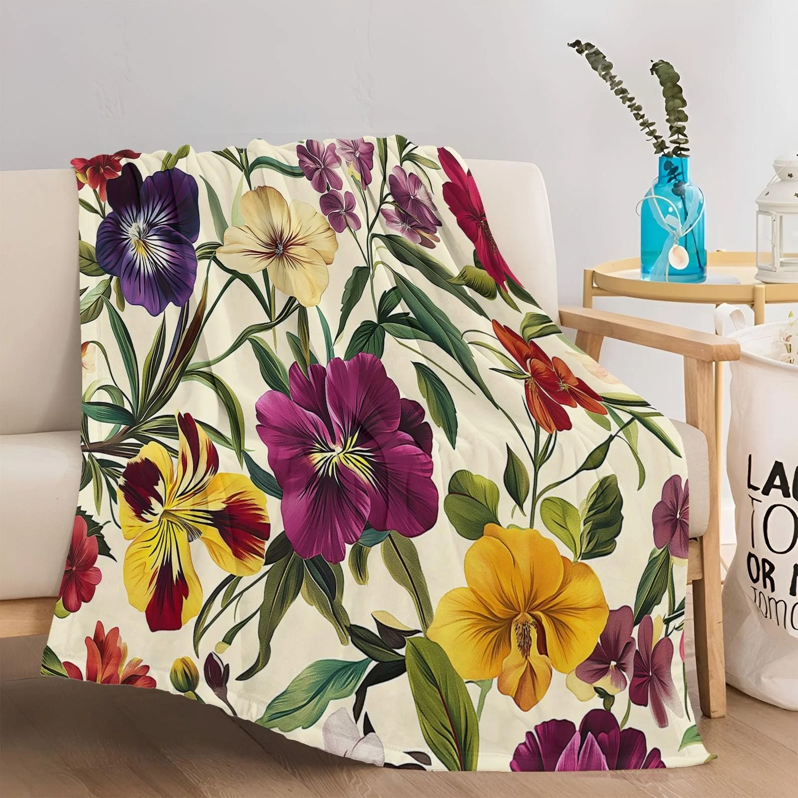 Одеяло Flauschig Weiche Kuscheldecke, Однотонный, Растения, Цветы, Красный, Желтый, 130 x 150 см, фото №4