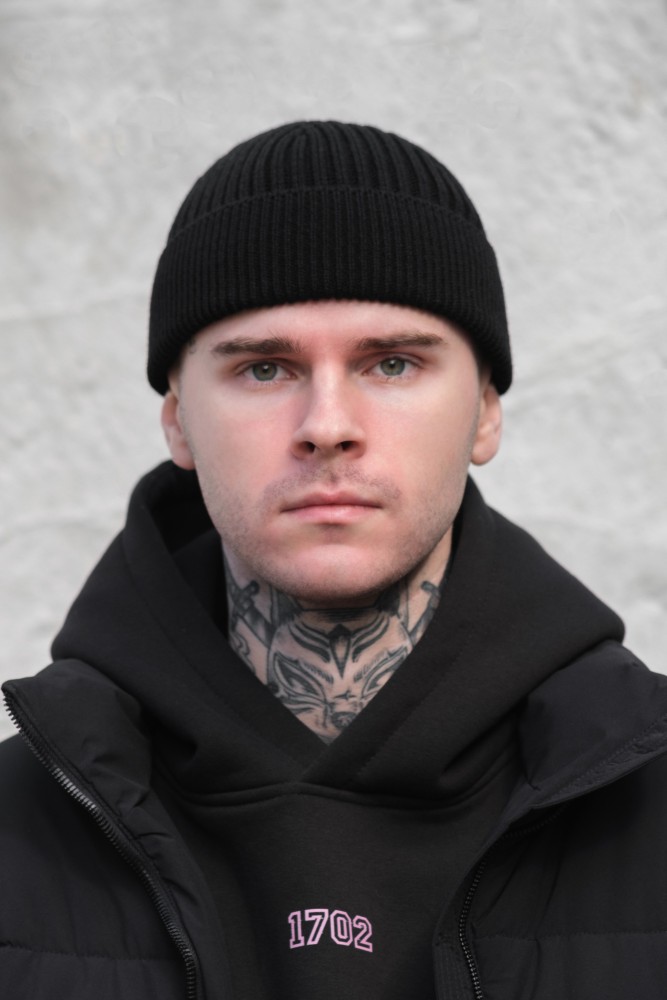 Утеплена трикотажна шапка біні докер на флісі Without Gvido black, фото №3