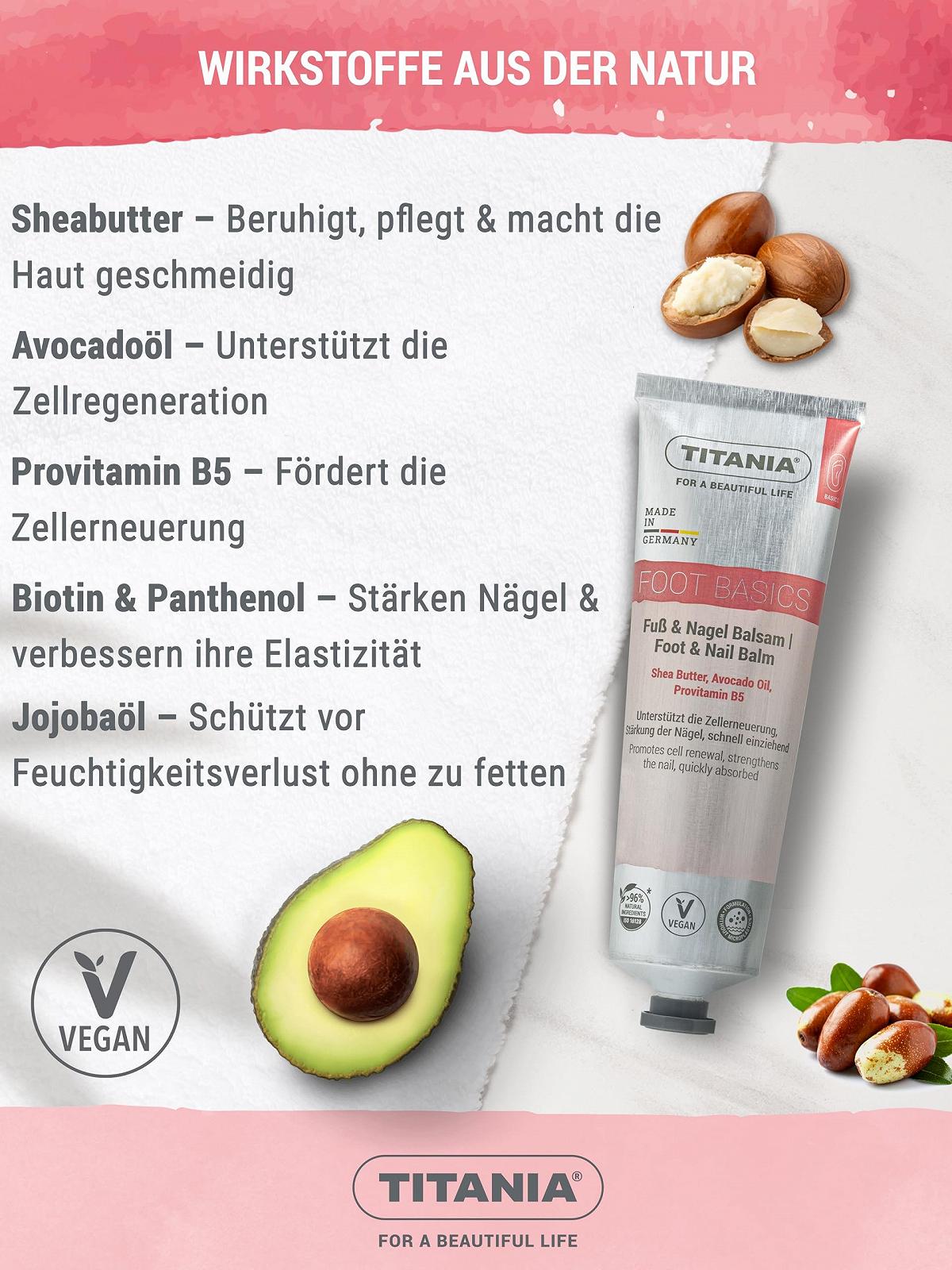 Бальзам для ног и ногтей TITANIA 100 мл С маслом ши авокадо и биотином веганский натуральный, фото №6