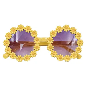 Солнцезащитные очки Круглые Sarini Цветок, серые линзы, белая оправа synthetic.ua - Фото 1