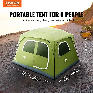 Кемпинговая палатка VEVOR SSS-6 / Green synthetic.ua - Фото 1