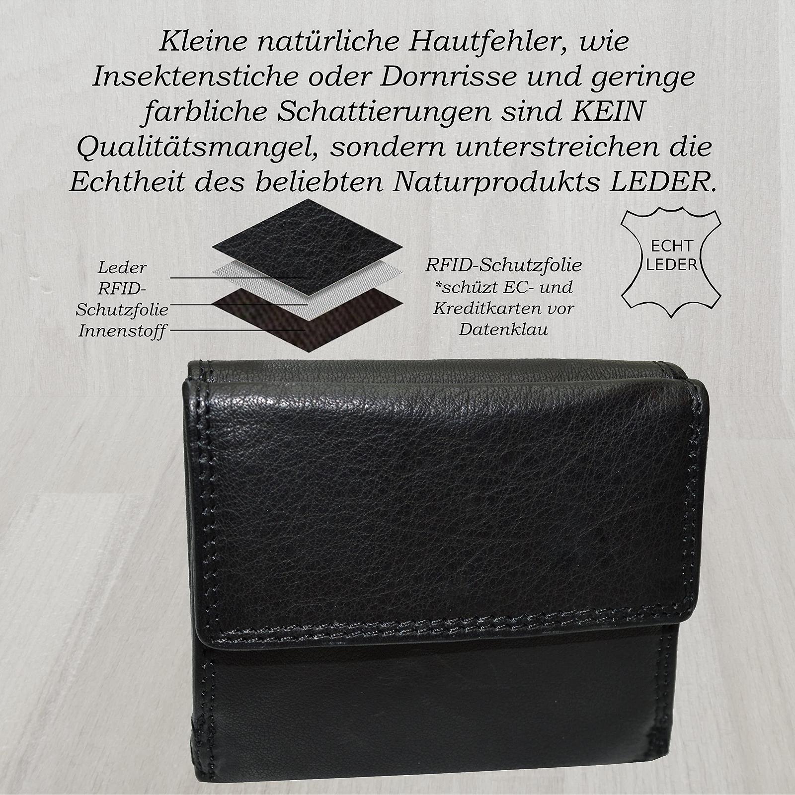 Кошелек Flevado из 100% мягкой кожи наппа для женщин Viennese Box с RFID (Черный), черный, Классический, фото №4