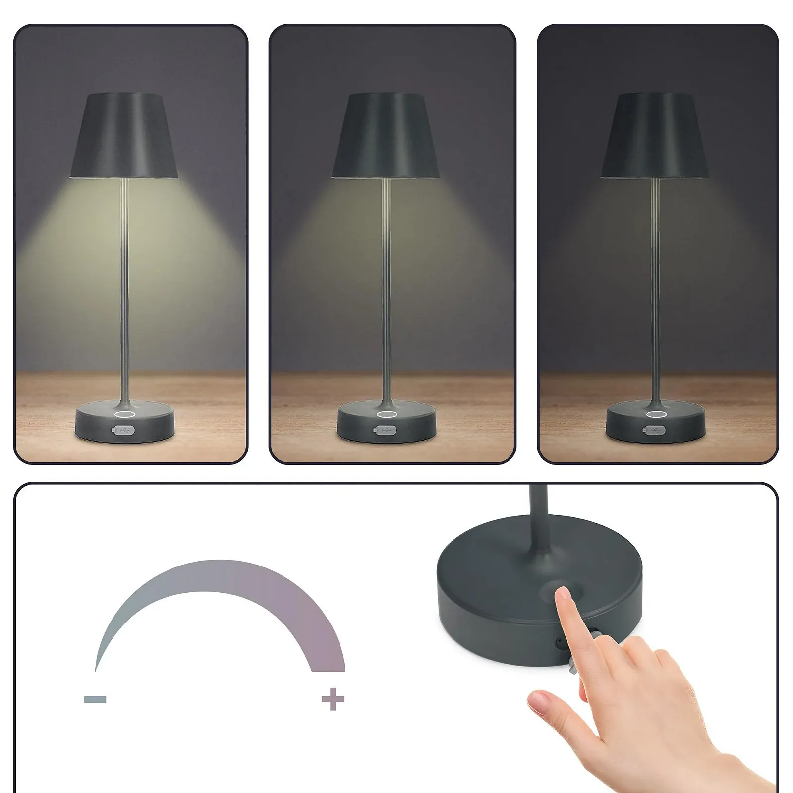 Настільна лампа LED EDO NELI 2.7 W Бездротова Акумуляторна з регулюванням яскравості 3 колірні температури CCT 2700K-6500K USB-C, фото №5