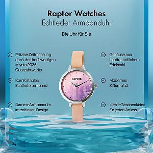 Жіночий годинник Raptor Smooth RA10195 Ремінець зі справжньої шкіри Круглий Аналоговий Кварцовий synthetic.ua - Фото 1