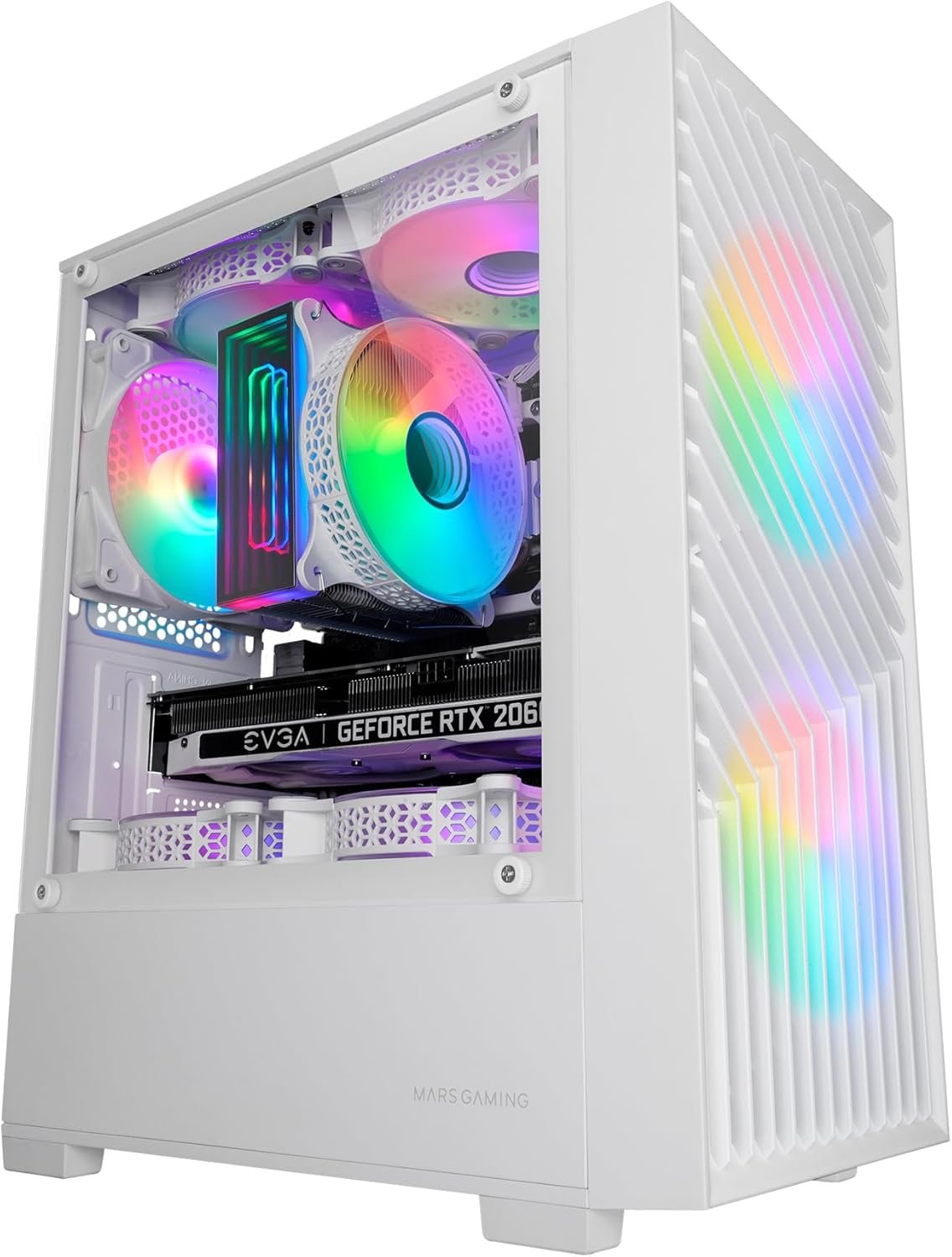 Корпус Mars Gaming MC-VORTEX / без БЖ / Micro-ATX / 3x120mm FRGB / Білий, фото №1