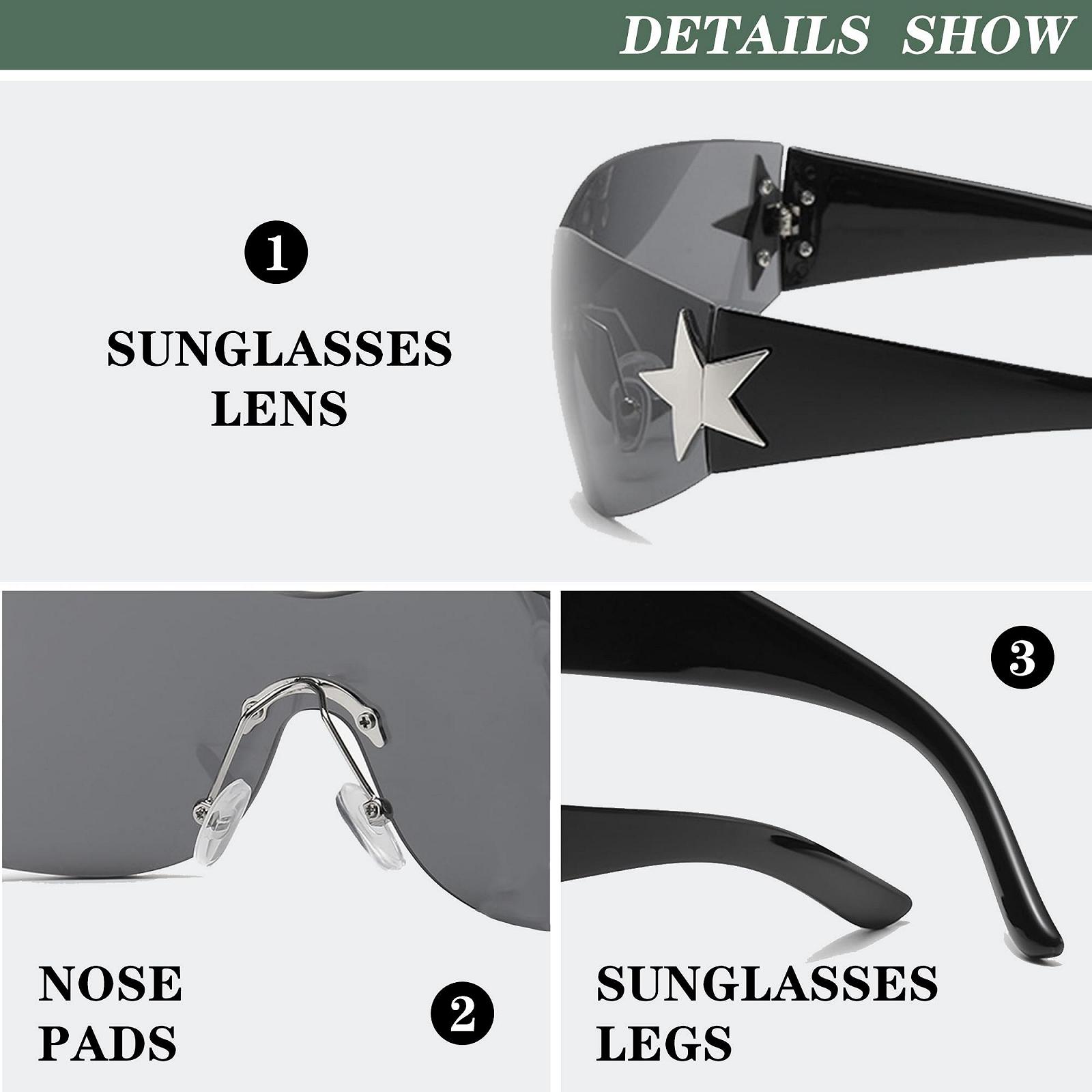 Сонцезахисні окуляри Без оправи YUIOOISH Star Y2k UV400, фото №4