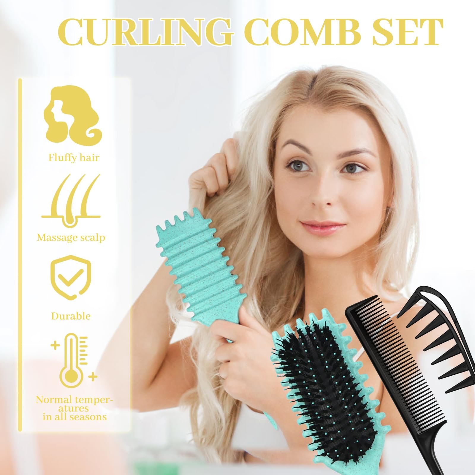 Щітка для волосся Curl Brand Серія Bounce Curly Define Curling Brush Detangler Brush Define Styling Brush для розплутування, надання форми та визначення для жінок і чоловіків, фото №5
