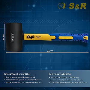 Резиновая киянка S&R с фибергласовой рукояткой Черная цена на synthetic.ua - Фото 1 Резиновая киянка S&R с фибергласовой рукояткой Черная synthetic.ua - Фото 1