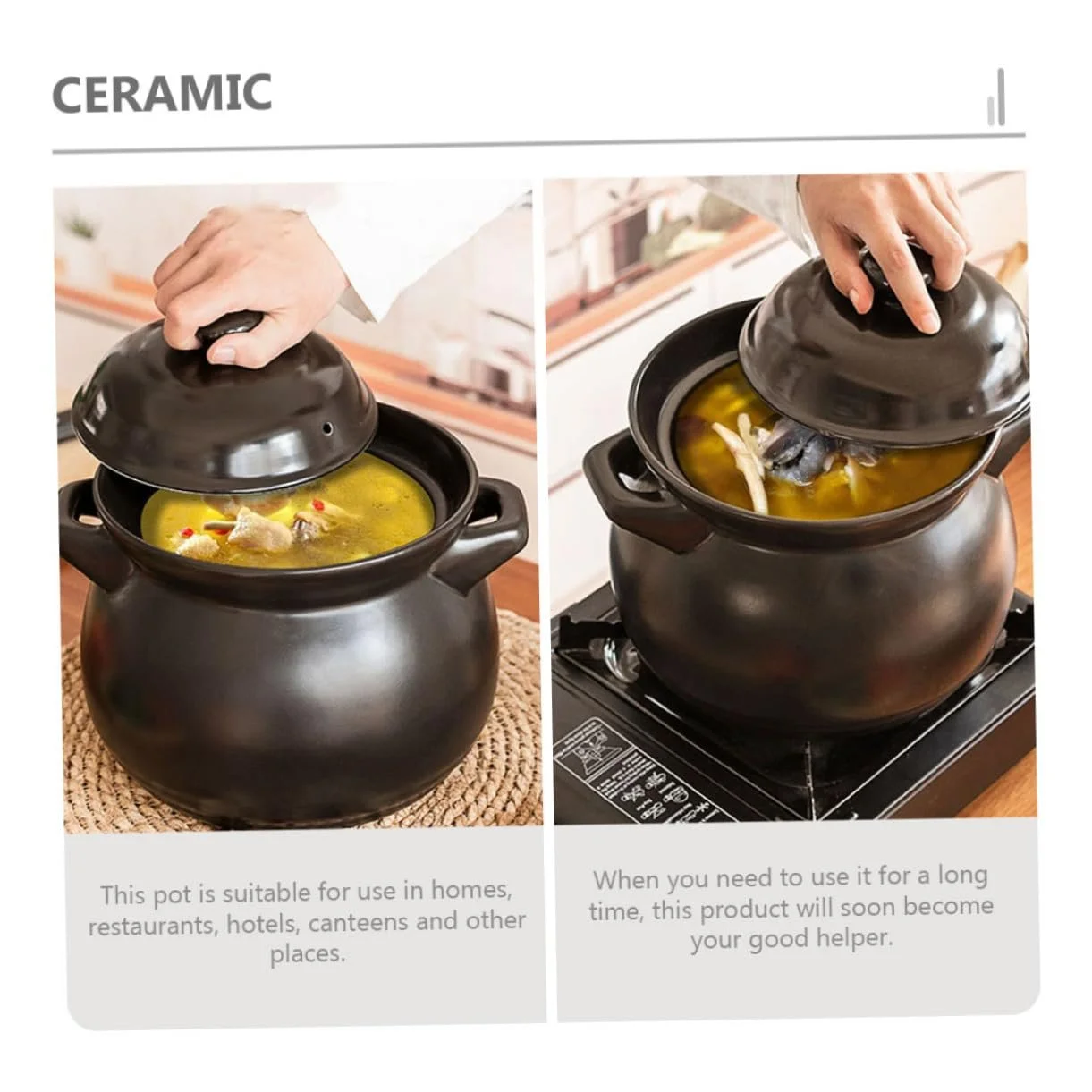 Кастрюля-сотейник VICASKY Керамическая с крышкой для газовой плиты Черная мини, фото №9