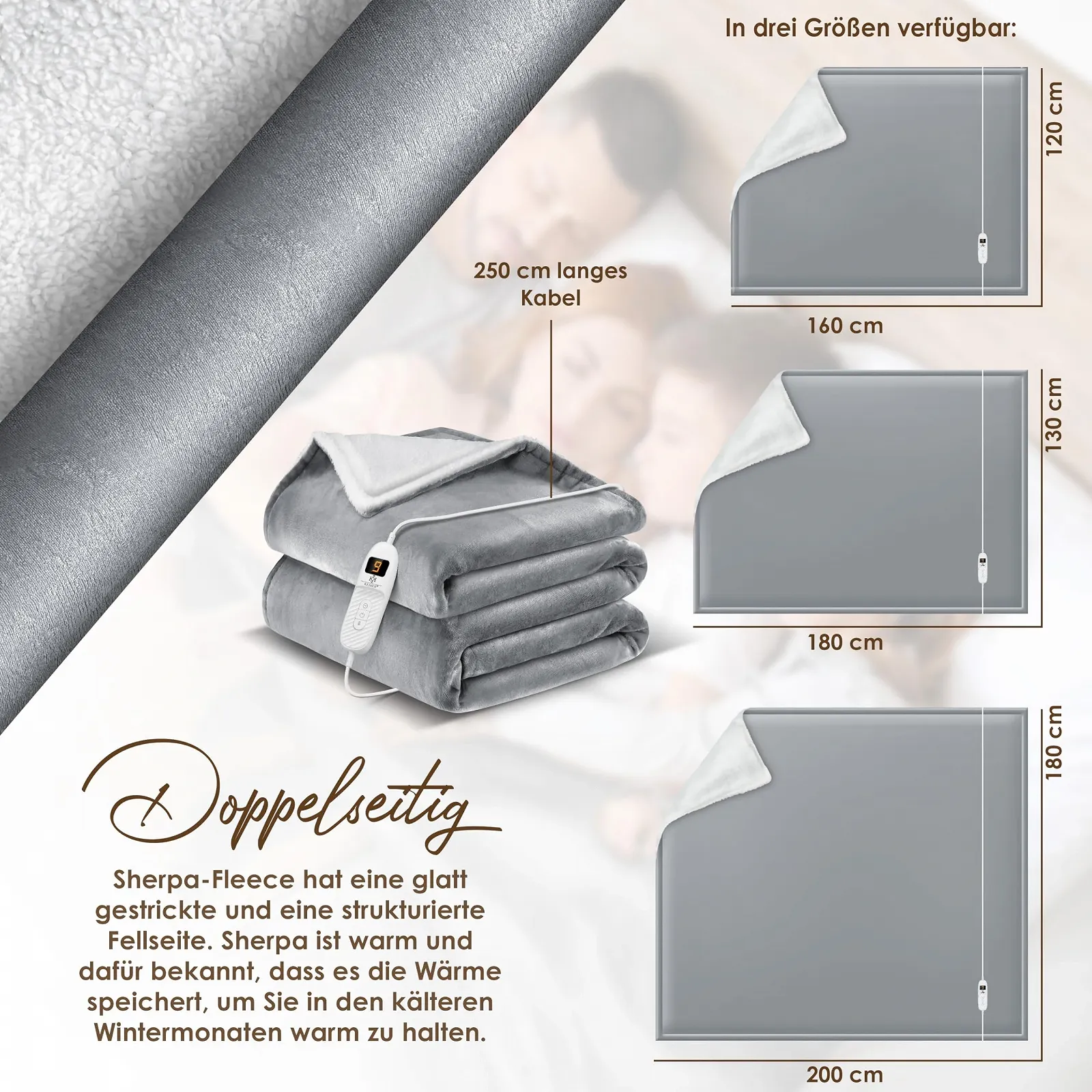 Електрична ковдра KESSER 180 x 130 см, фото №6 Електрична ковдра KESSER 180 x 130 см, фото №6