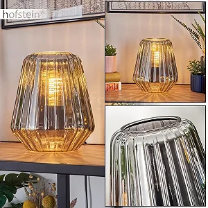 Настільна лампа Telhais метал/скло 17 см 1 x E27 Хром/Димчастий/Чорний synthetic.ua - Фото 1