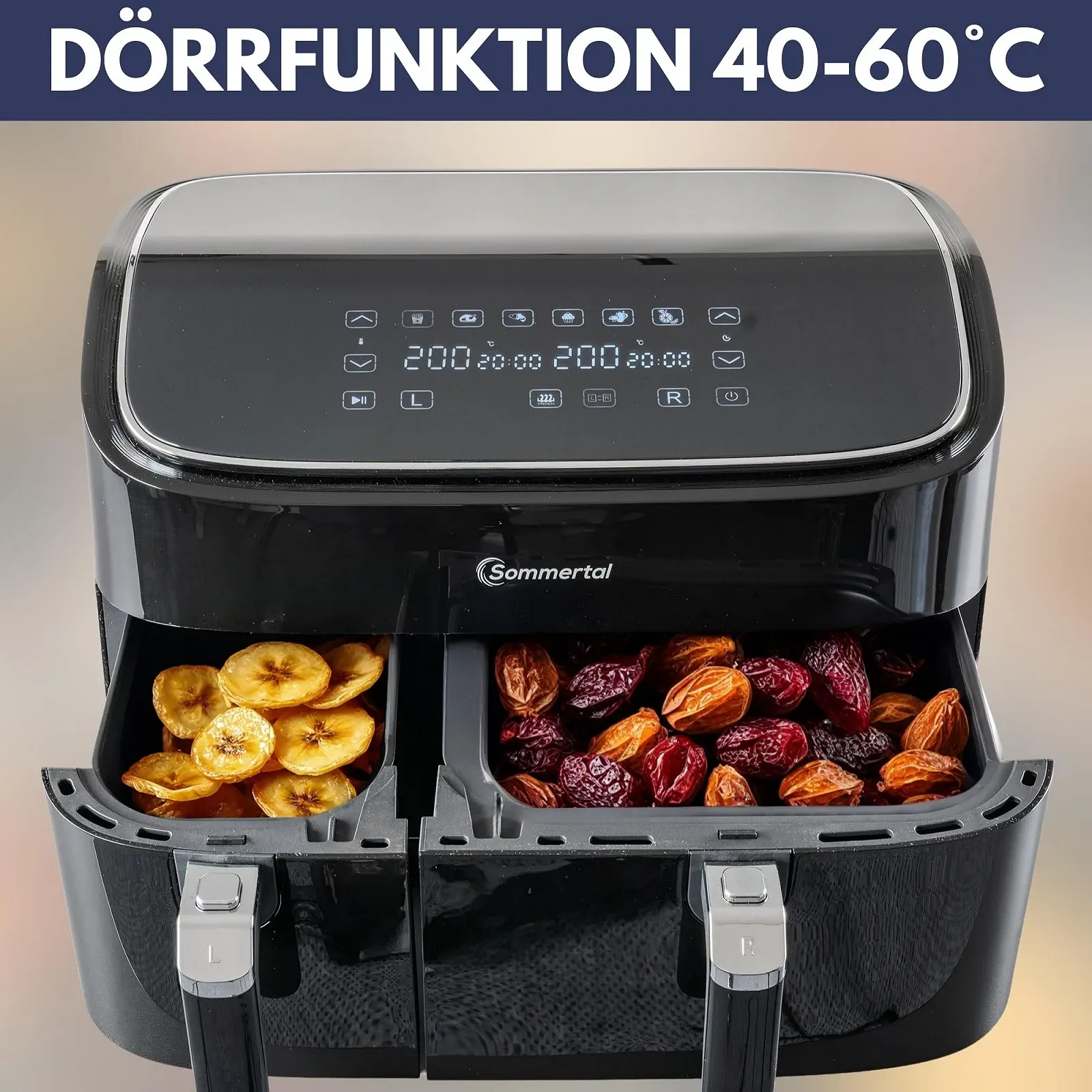 Мультипіч Sommertal HF DUAL 900 Подвійна камера 9 л 2850 Вт Функція сушіння 6 програм, фото №4 Мультипіч Sommertal HF DUAL 900 Подвійна камера 9 л 2850 Вт Функція сушіння 6 програм, фото №4