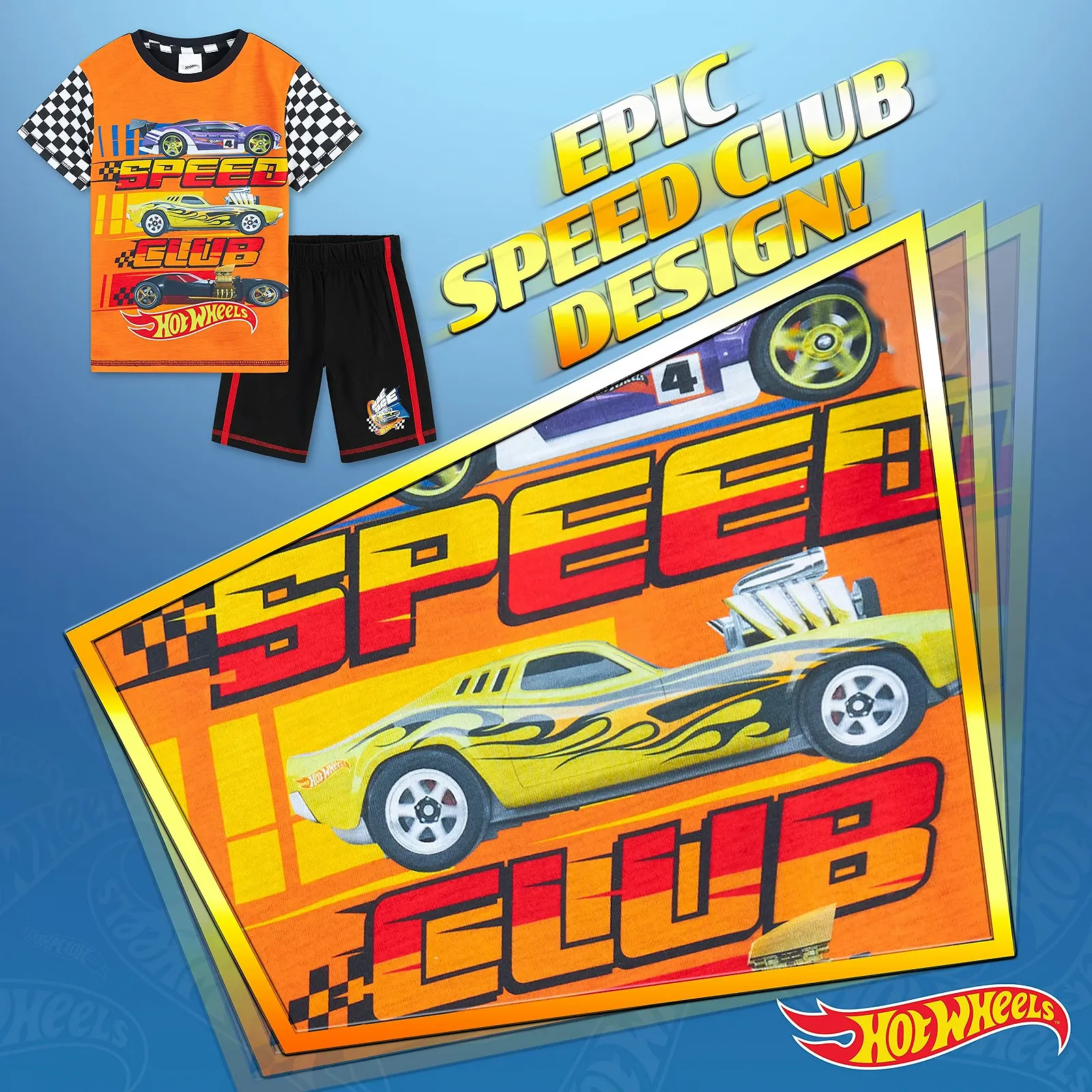 Комплект піжами Hot Wheels для хлопчиків, шорти, 2 шт, фото №3
