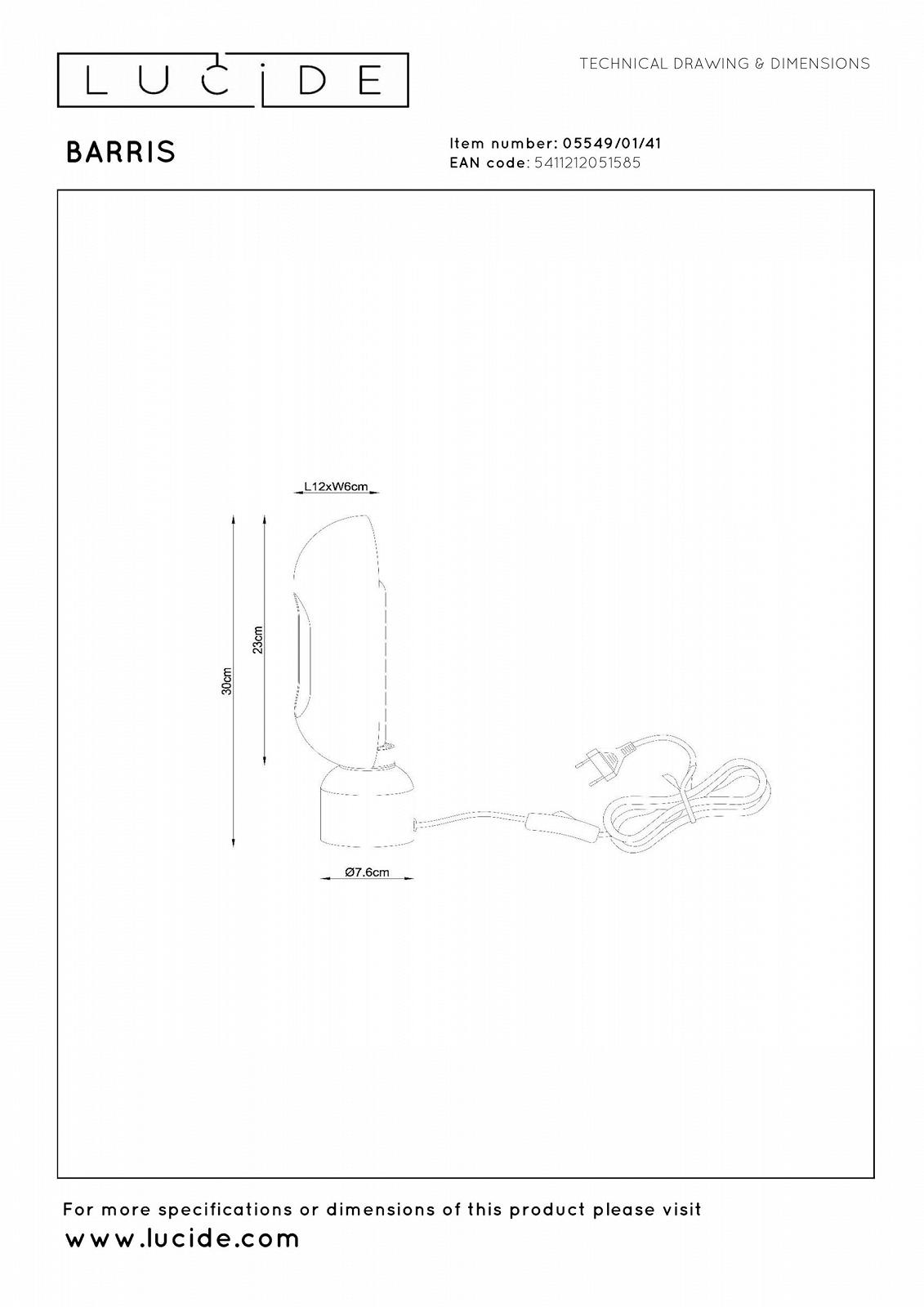 Настільна лампа LUCIDE BARRIS 1 x E27 Taupe, фото №6