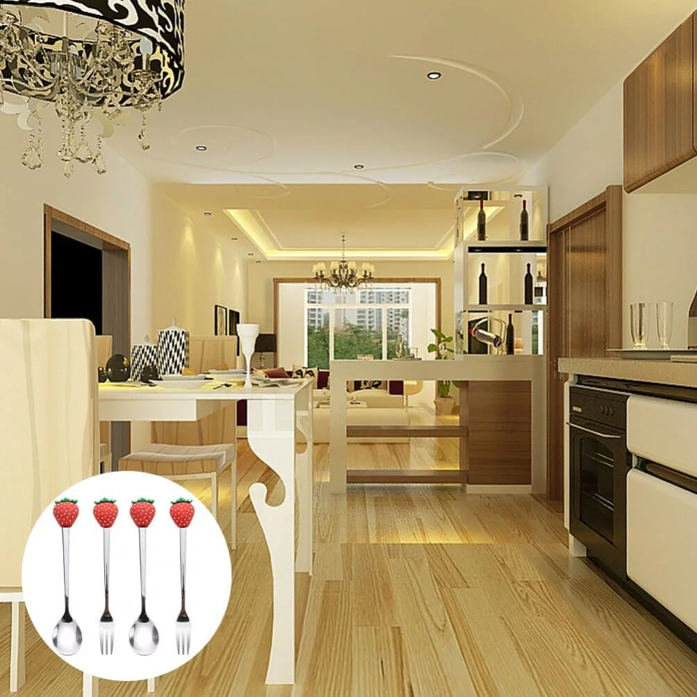 Набір ложок з нержавіючої сталі BESTonZON Полуниця, 4 шт, фото №4