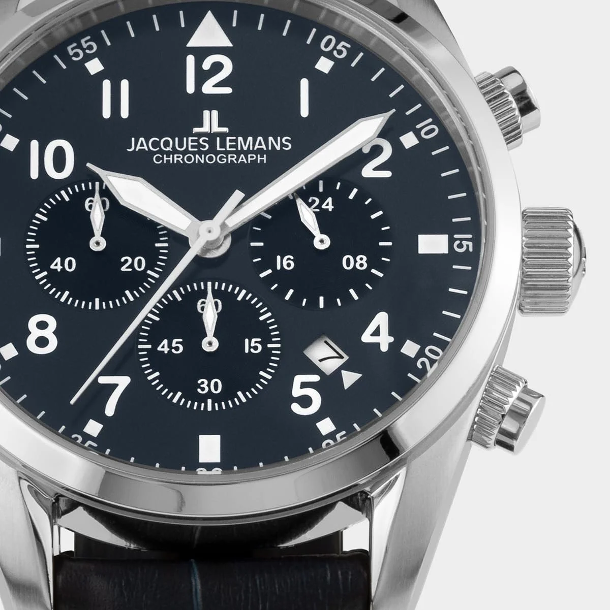 Чоловічий годинник Хронограф JACQUES LEMANS Sport 42 mm 10 ATM зі шкіряним ремінцем або металевим ремінцем 42-2, фото №4