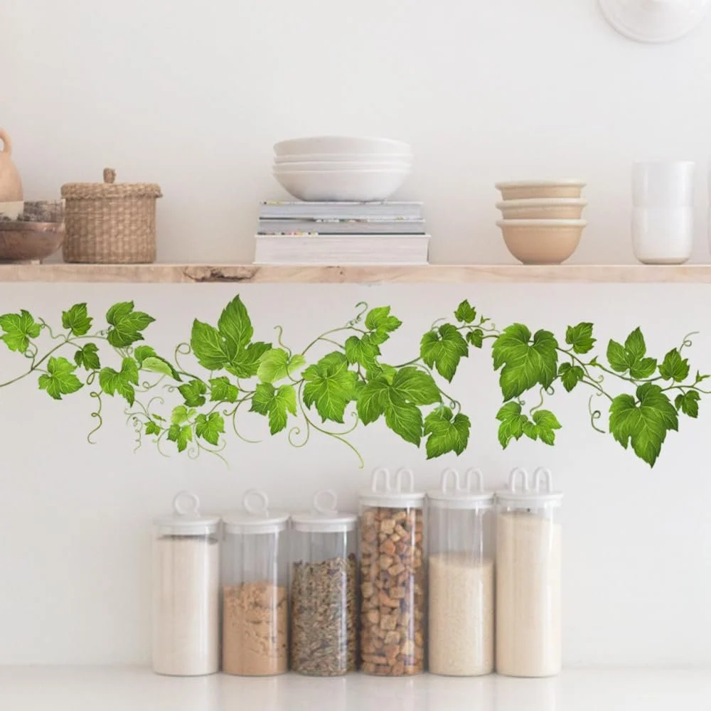 Наклейка на стіну milaosk Плющ та листя 1.74 м Зелений, фото №4