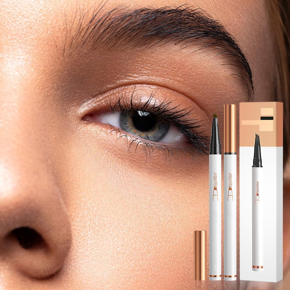 Олівець для брів Ugen Brow Pencil 2024 4 Fork Tips 3D Microblading Natural Makeup Світло-коричневий + Темно-коричневий, фото №5