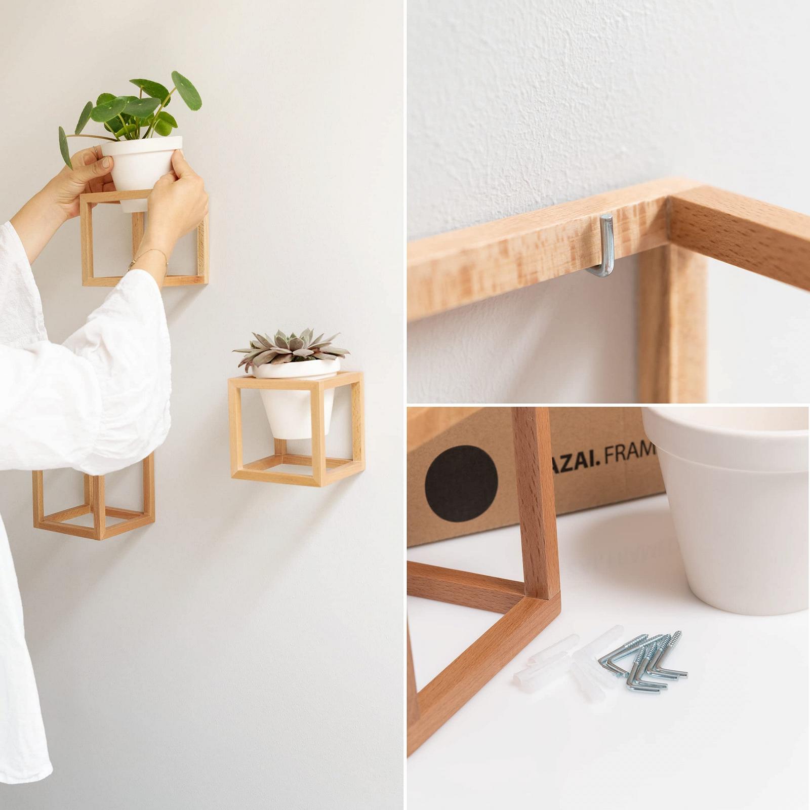 Настінні вази Kazai Lille Набір із 3 предметів Кераміка та дерево Натуральний коричневий, фото №5 Настінні вази Kazai Lille Набір із 3 предметів Кераміка та дерево Натуральний коричневий, фото №5