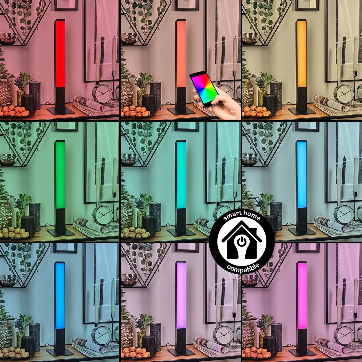 Світлодіодна настільна лампа HOFSTEIN Delan Smart Home RGB CCT метал/пластик Чорна/Біла, фото №3