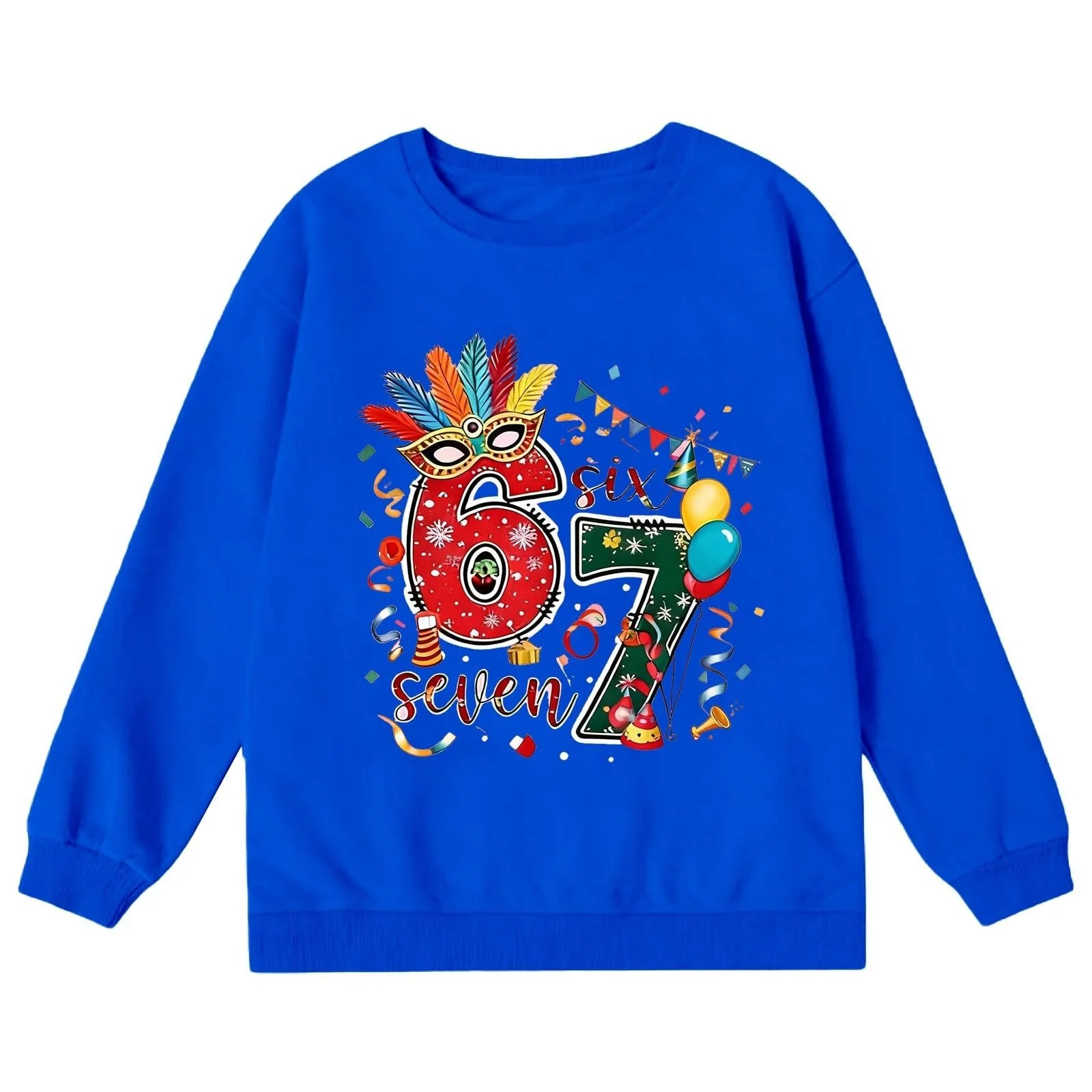 Унисекс детский свитшот с круглым вырезом и графикой ";67"; (без капюшона), фото №2