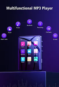 MP3-плеєр MECHEN 32GB Bluetooth 5.3, 2.4-дюймовий сенсорний екран, з лінійним записом, FM-радіо, динамік, підтримка до 128GB synthetic.ua - Фото 1