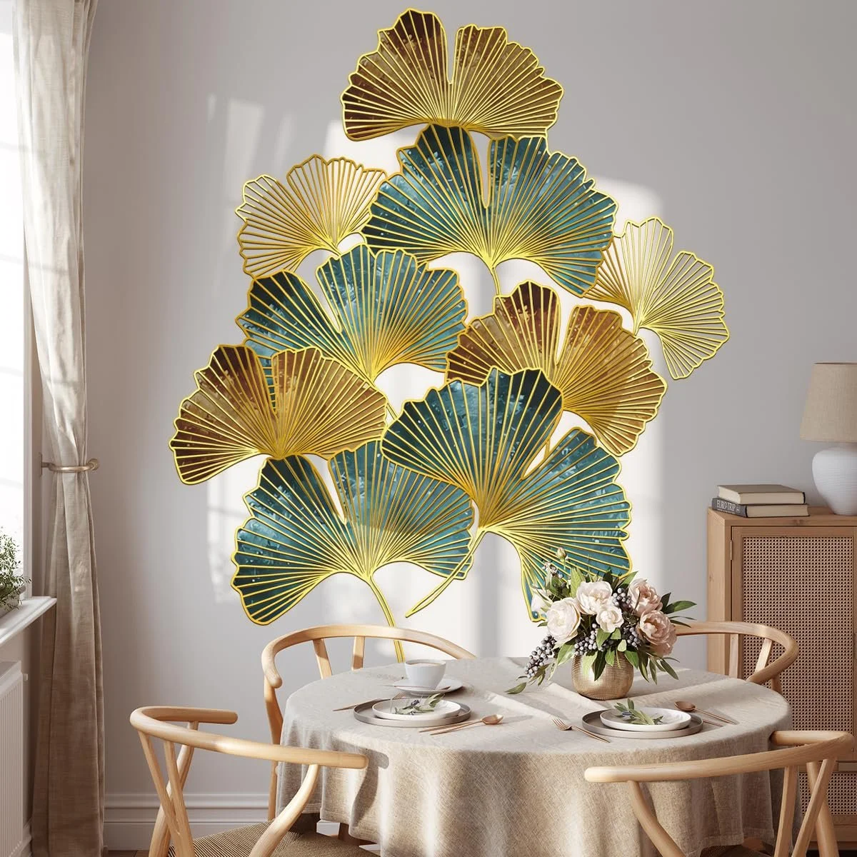 Наклейка на стіну WandSticker4U XL Ginkgo Leaves 73 x 87 см золота коричнева зелена, фото №6 Наклейка на стіну WandSticker4U XL Ginkgo Leaves 73 x 87 см золота коричнева зелена, фото №6