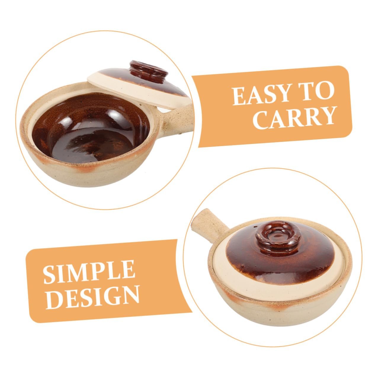 Кастрюля Gatuida керамическая термостойкая с ручкой для всех типов плит с крышкой, фото №3