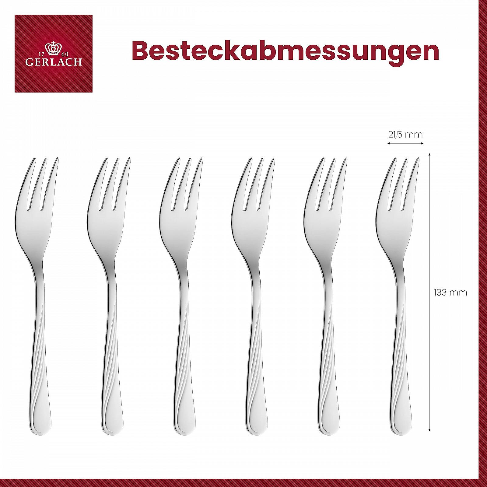 Вилка для торта Gerlach 1760 Celestia, набор на 6 персон, нержавеющая сталь 18/10, серебристая, фото №3 Вилка для торта Gerlach 1760 Celestia, набор на 6 персон, нержавеющая сталь 18/10, серебристая, фото №3