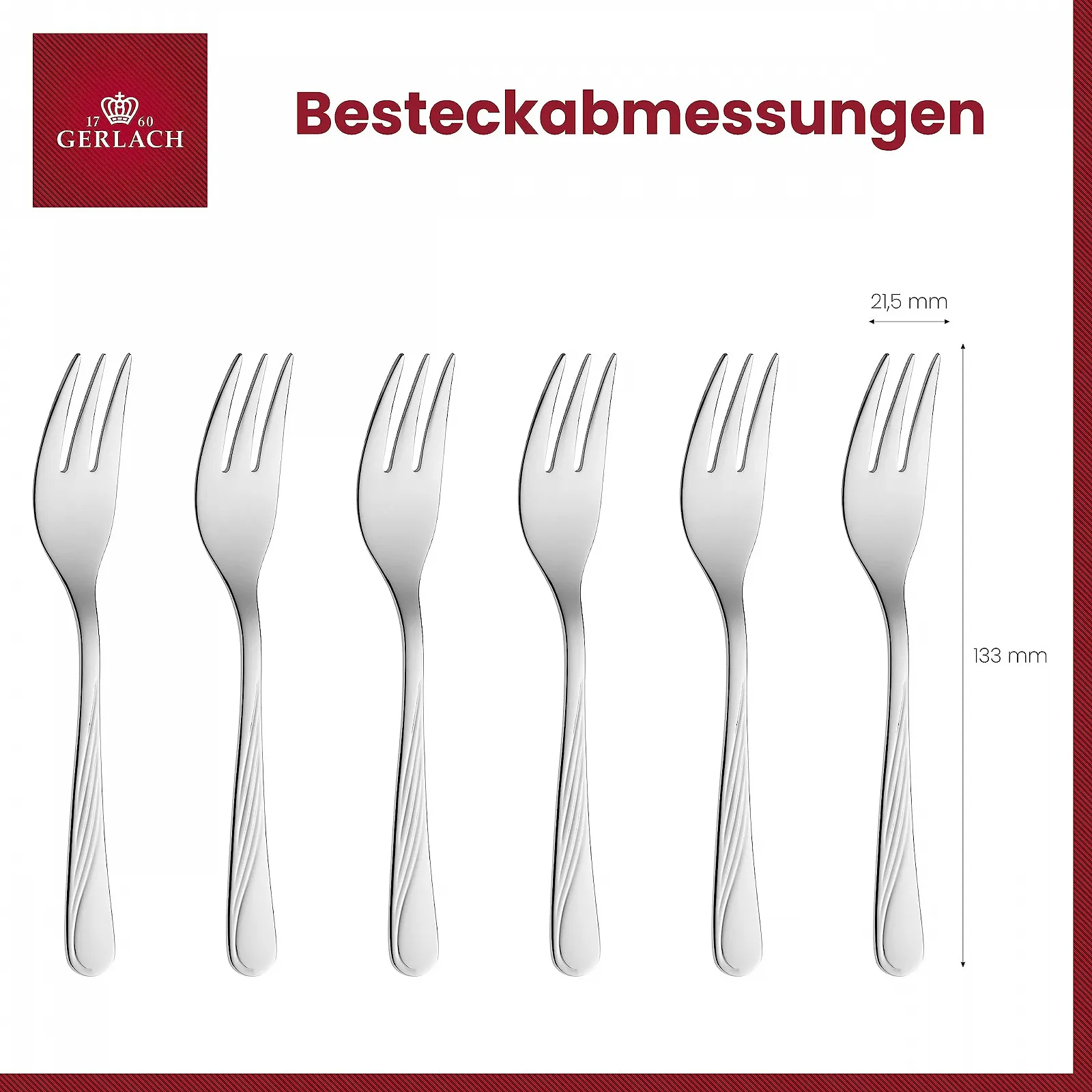 Вилка для торта Gerlach 1760 Celestia, набір для 6 осіб, нержавіюча сталь 18/10, срібна, фото №3 Вилка для торта Gerlach 1760 Celestia, набір для 6 осіб, нержавіюча сталь 18/10, срібна, фото №3