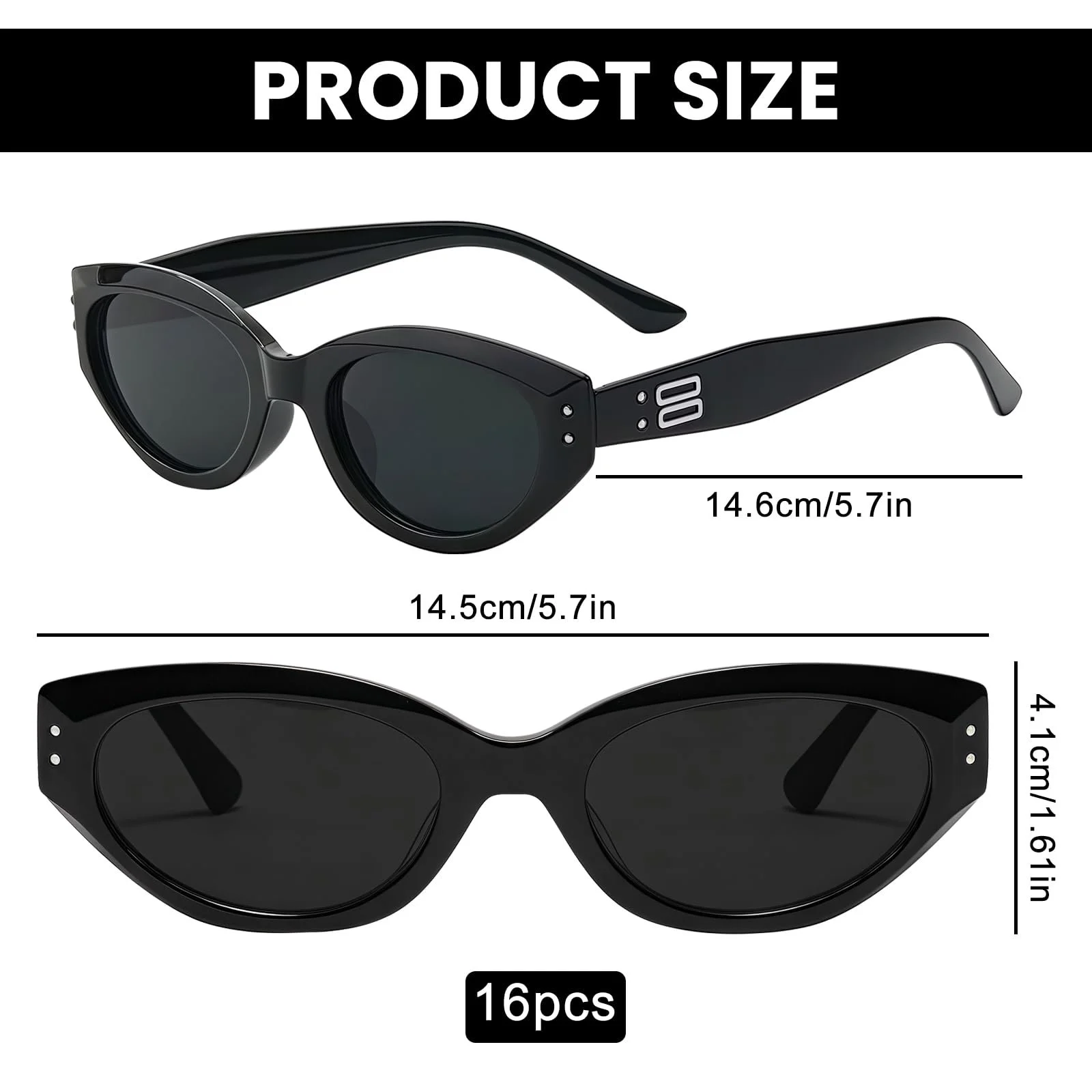 Жіночі сонцезахисні окуляри SPORWAY Вінтажні окуляри Agent Чорний, фото №2