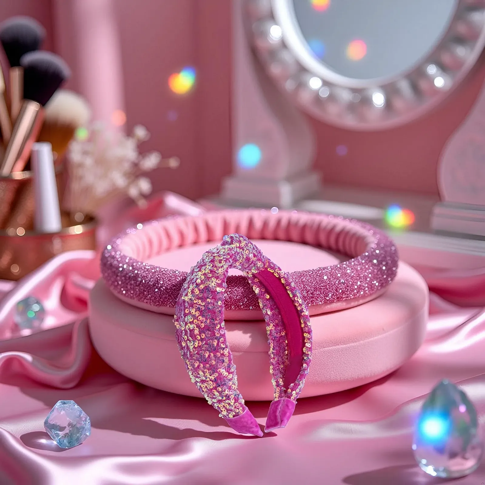 Обруч Рожевий Блискучий для Дівчат та Жінок, фото №6