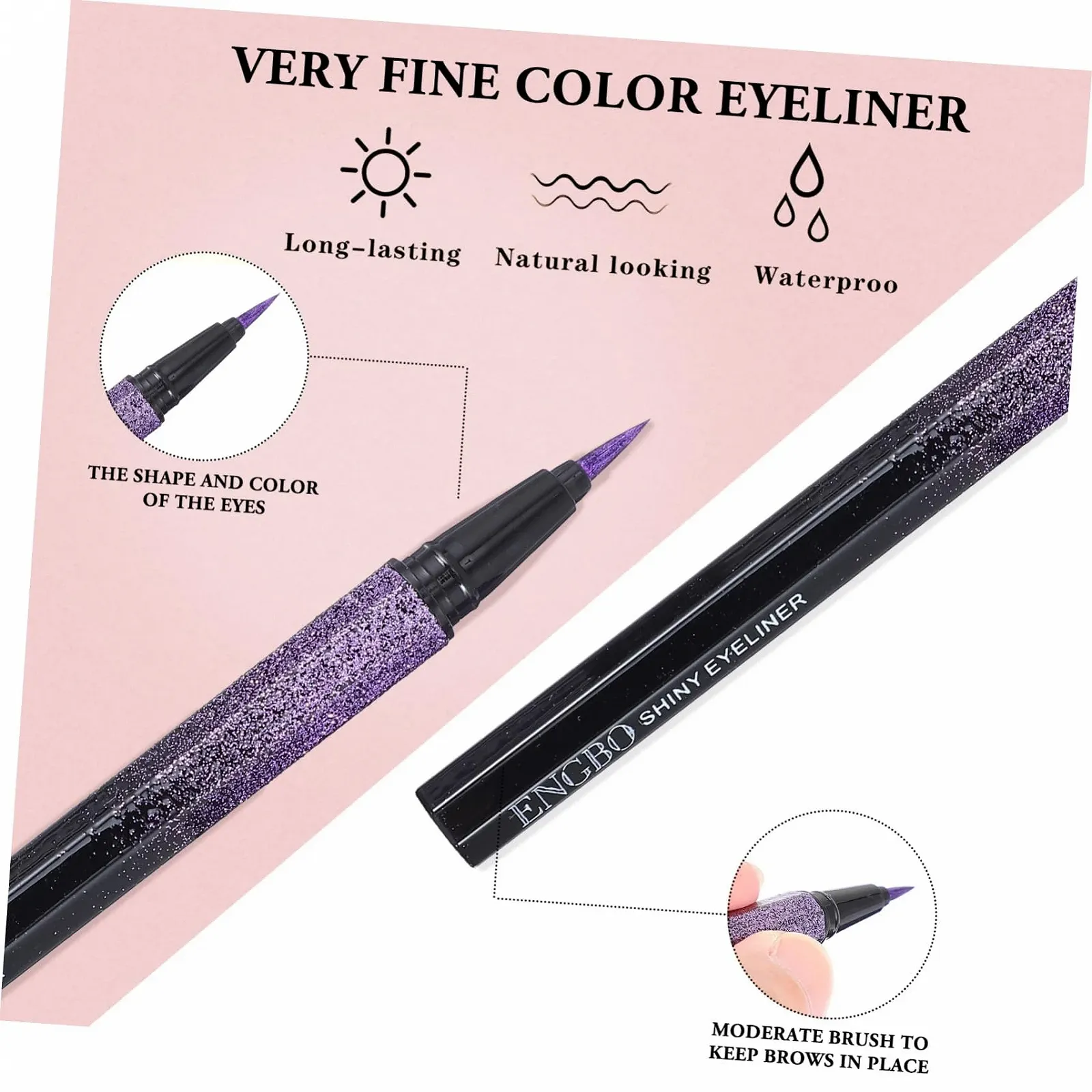 Карандаш для глаз Angoily Блестящий цветной фиолетовый, фото №4