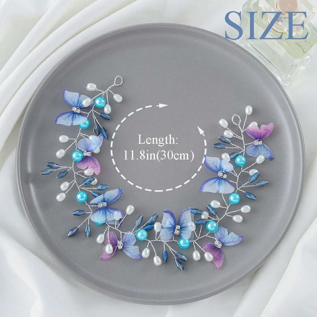 Обруч для волосся Дитячий IYOU Квітка Метелик Блакитний, фото №3