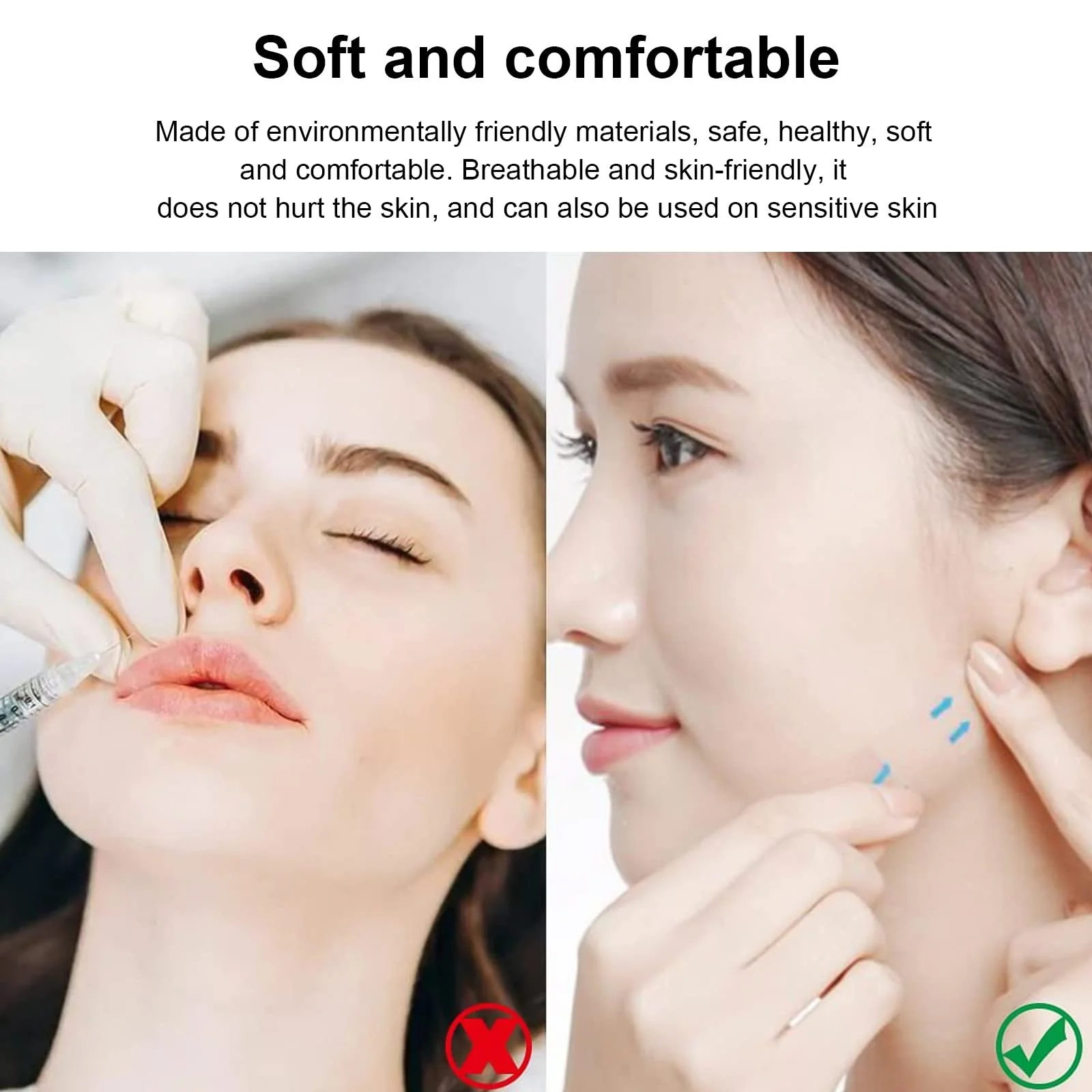 Наклейки для обличчя Миттєві невидимі 40 шт, змінна стрічка, стрічка для підтяжки шиї та очей, фото №6