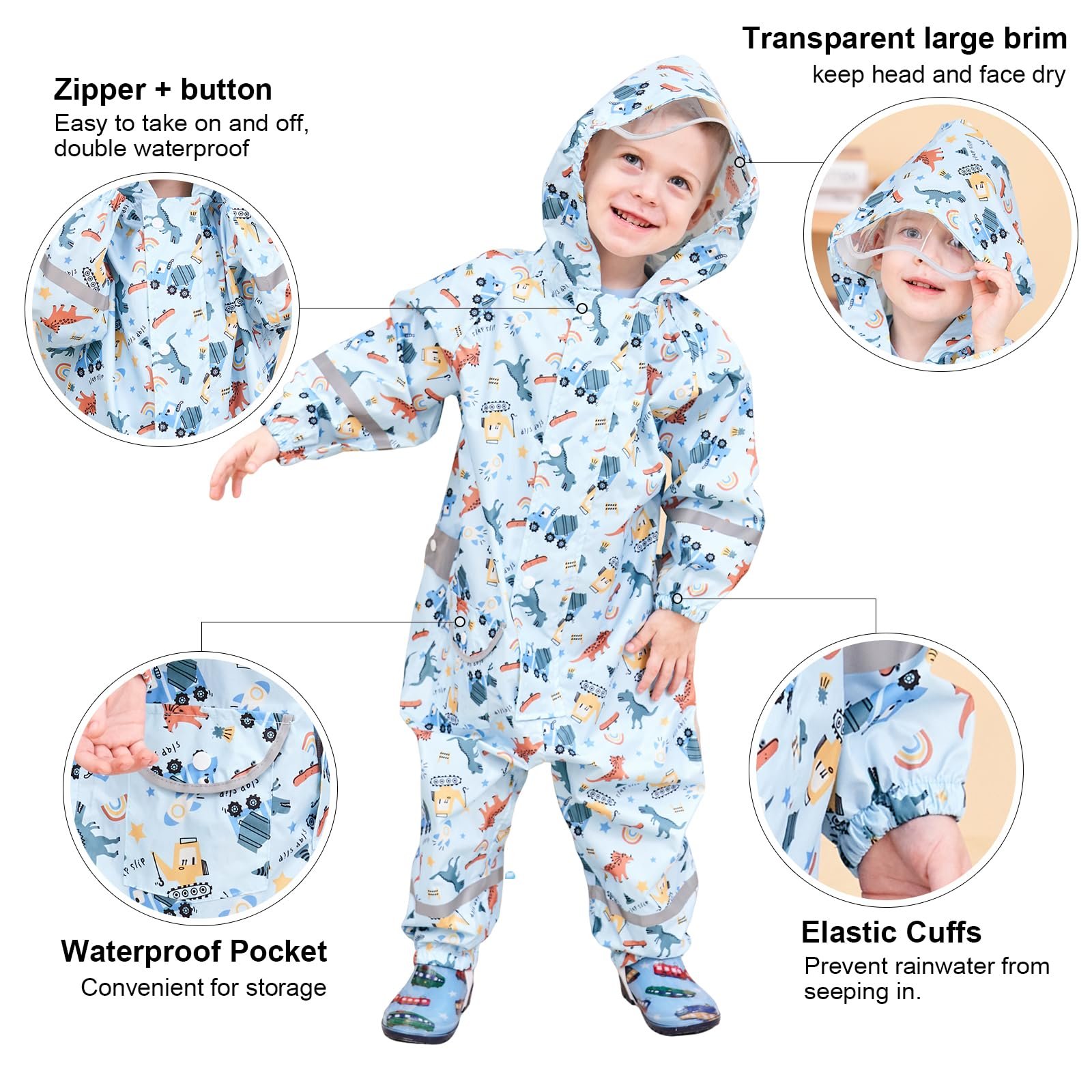 Детский дождевой комбинезон Hovkib для мальчиков и девочек, цельный дождевик, дышащий, водонепроницаемый, дождевик для малышей, грязевой костюм на молнии, 1-10 лет, фото №2 Детский дождевой комбинезон Hovkib для мальчиков и девочек, цельный дождевик, дышащий, водонепроницаемый, дождевик для малышей, грязевой костюм на молнии, 1-10 лет, фото №2